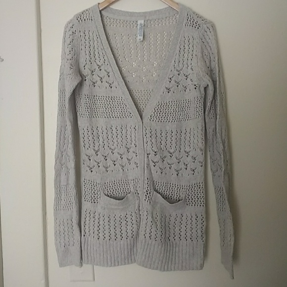 Aeropostale Sweaters - Aeropostale Cream Crochet Knit Button Cardigan